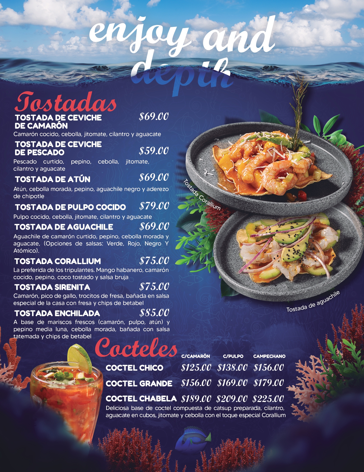 Menú Corallium - Aguachiles