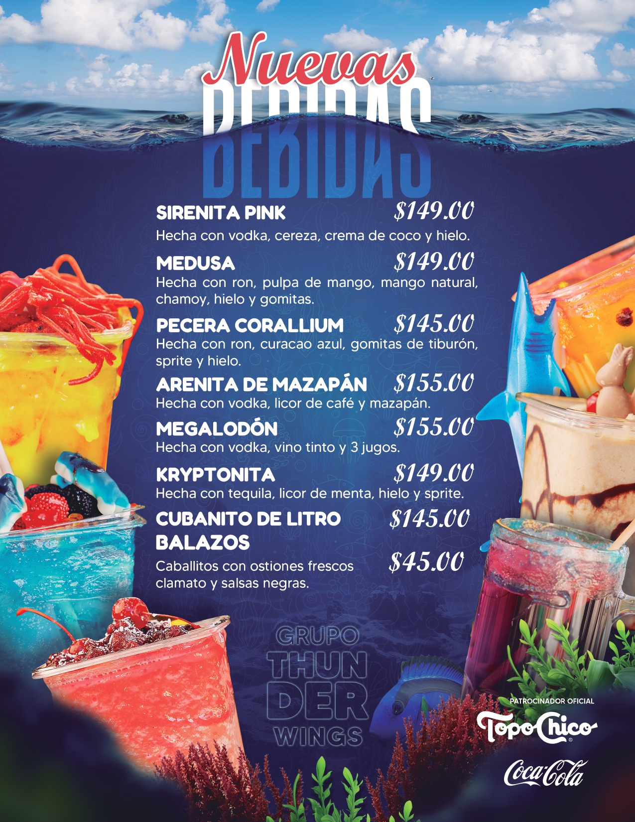 Menú Corallium - Bebidas nuevas