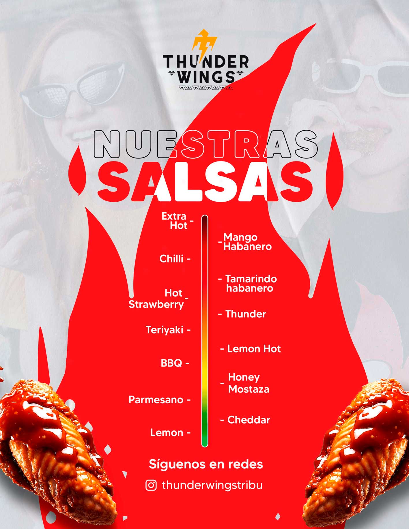 Menú Thunder Wings - Bebidas y extras